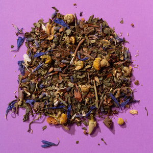 Sleepy You tea by Happy. Whole. You. Ingredients up close.